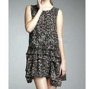 Theory Rikina Flame 100% Silk Tiered Sleeveless Mini Dress • Size 4 🗣